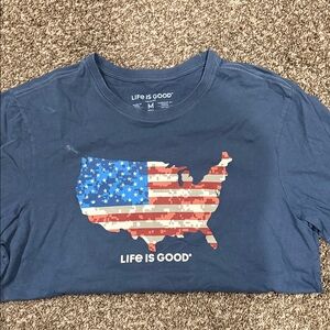 Life is Good Blue USA T-Shirt